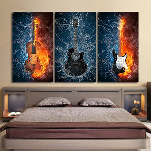 Framed Framed 3 Panels - Guitars