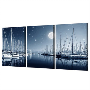 Framed Framed 3 Panels - Sailboats