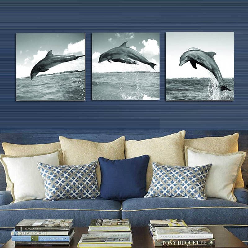 Framed 3 Panels - Dolphins