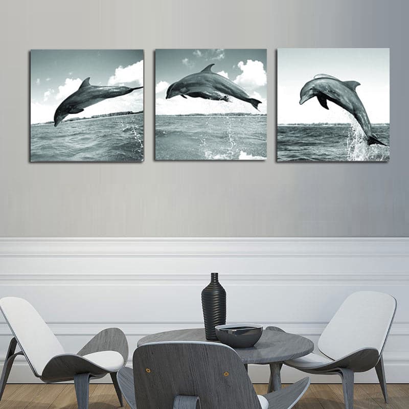 Framed 3 Panels - Dolphins