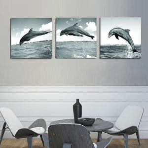 Framed 3 Panels - Dolphins