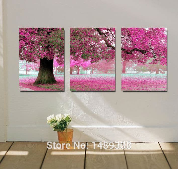 Pine Stretched  Framed 3 Panels - Tree