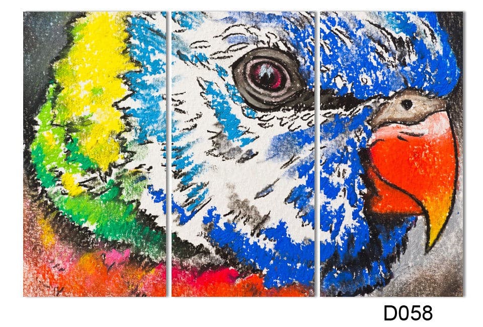Pine Stretched  Framed 3 Panels - Parrot
