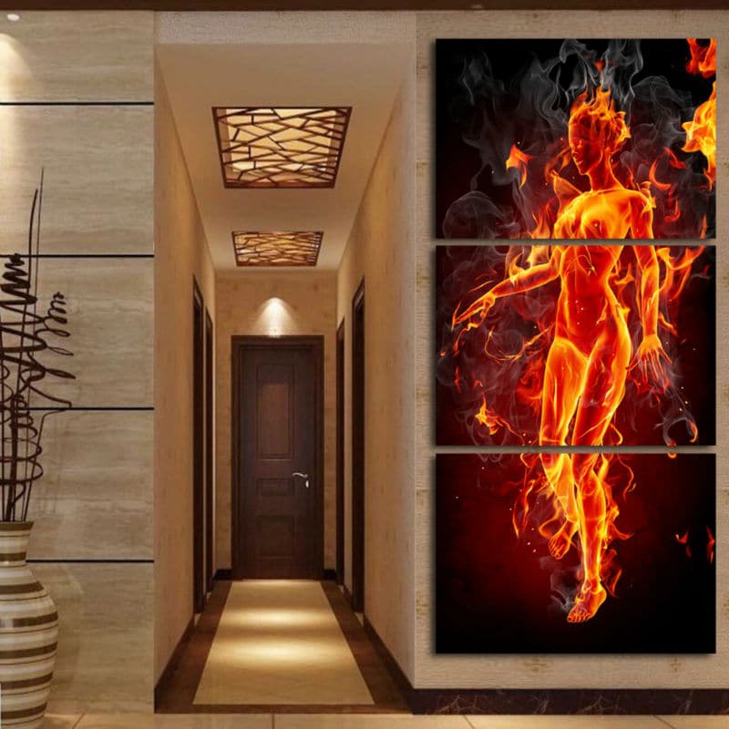 Framed 3 Panels - Fire On The Body