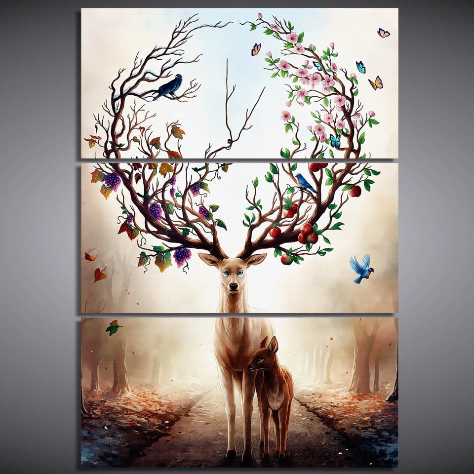 Framed 3 Panels  - Deer
