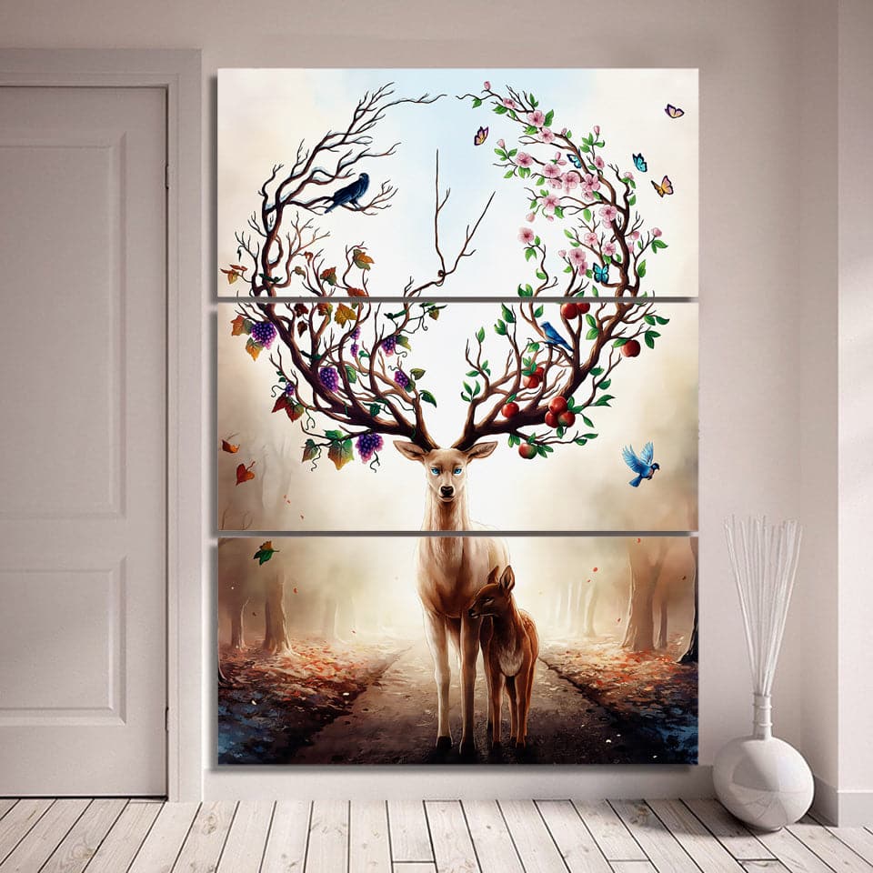 Framed 3 Panels  - Deer