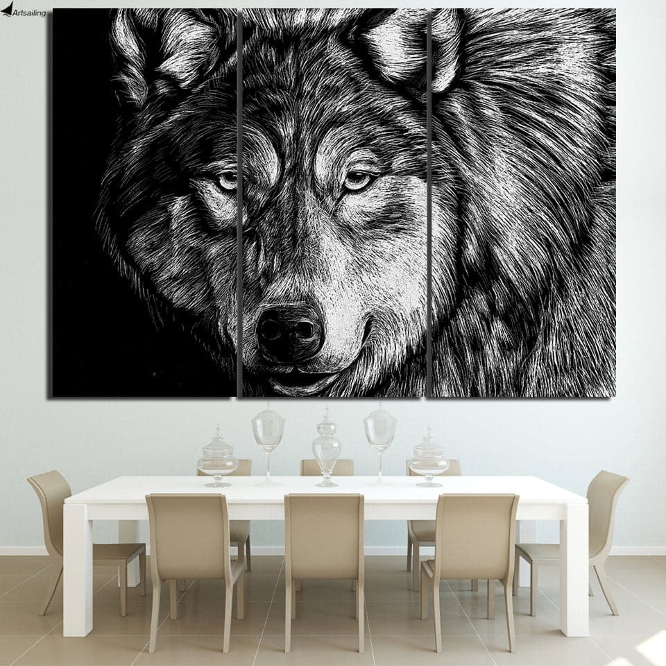 Framed 3 Panels  - Wolf