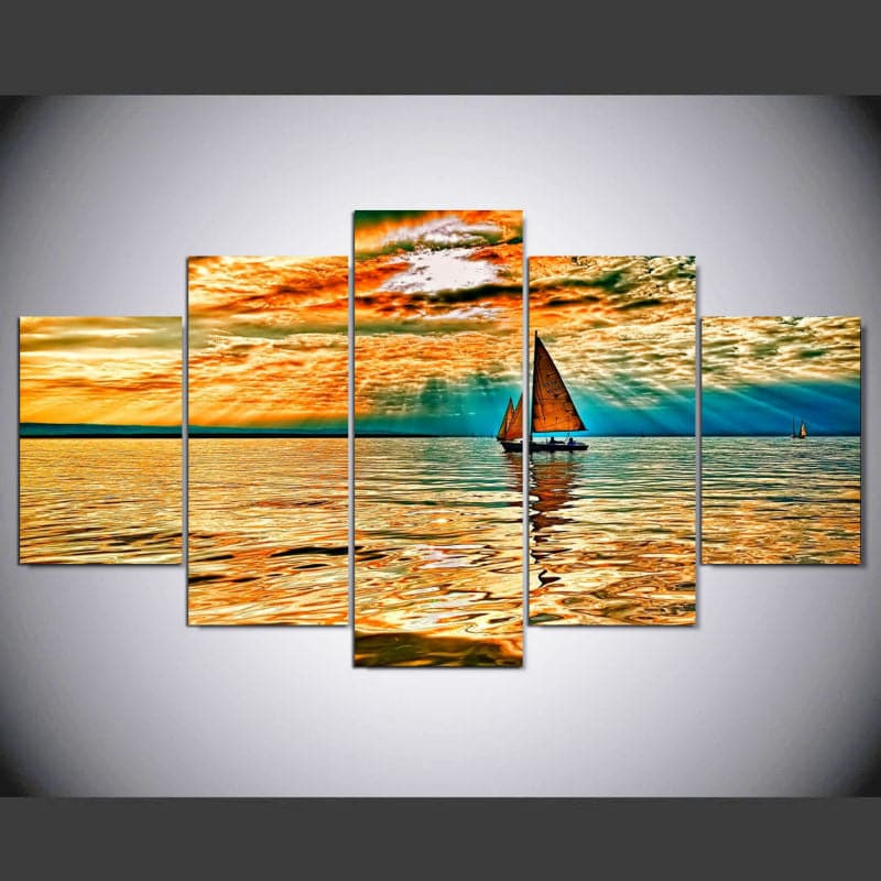 Framed 5 Panels - Seascape