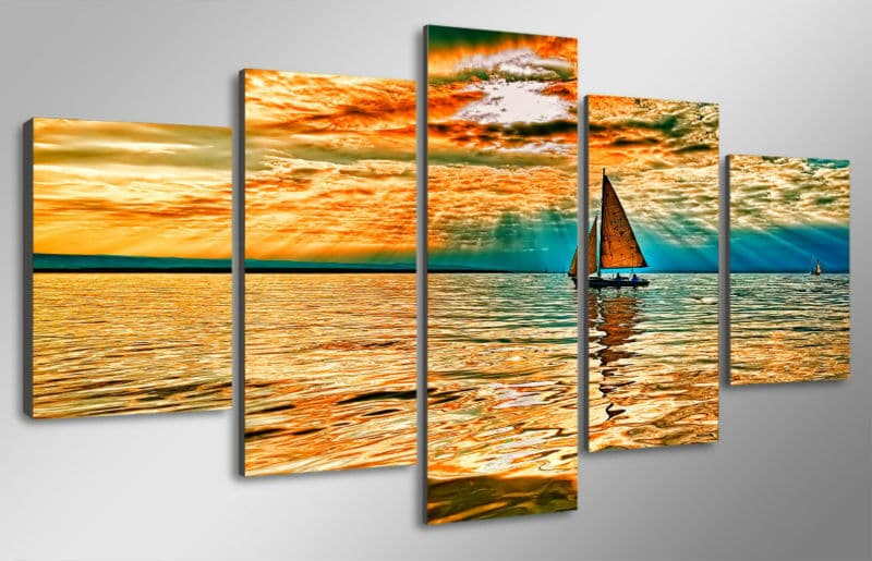 Framed 5 Panels - Seascape