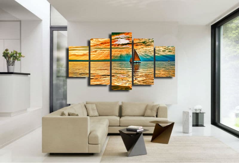 Framed 5 Panels - Seascape