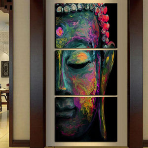 Framed Framed 3 Panels - Buddha