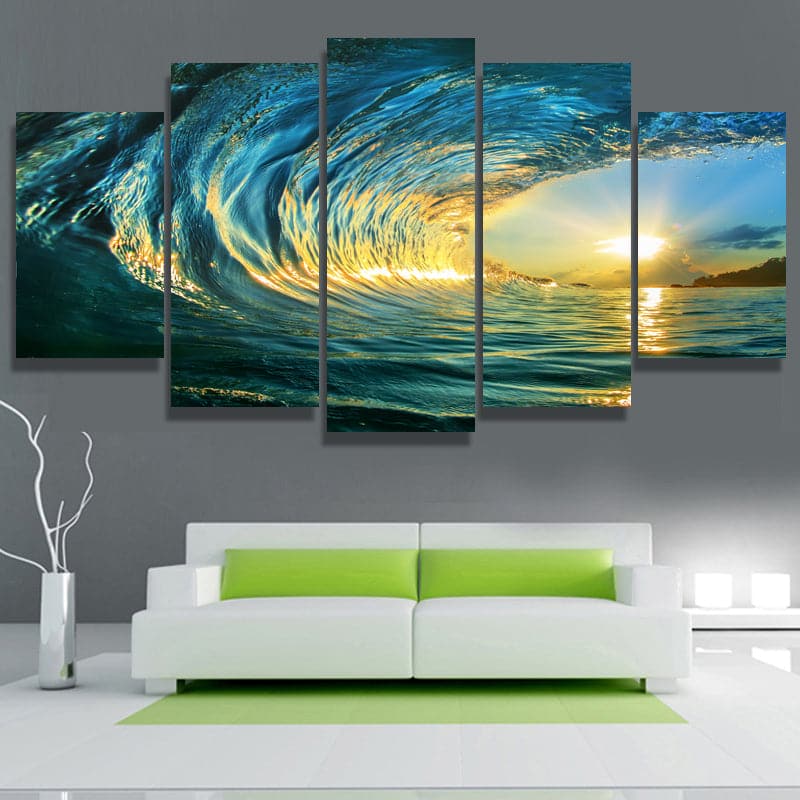 Framed 5 Panels - Wave