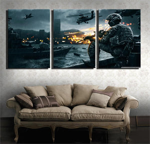Framed 3 Panels  - War