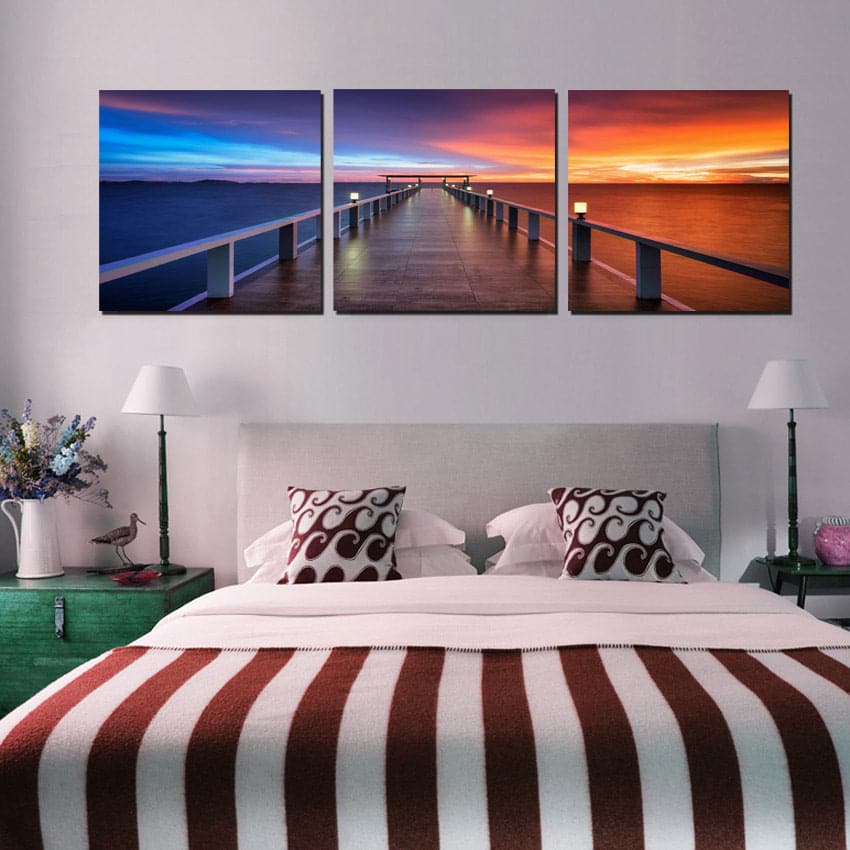 Pine Stretched  Framed 3 Panels - Seascape