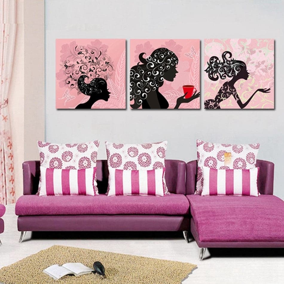Framed 3 Panels - Lady