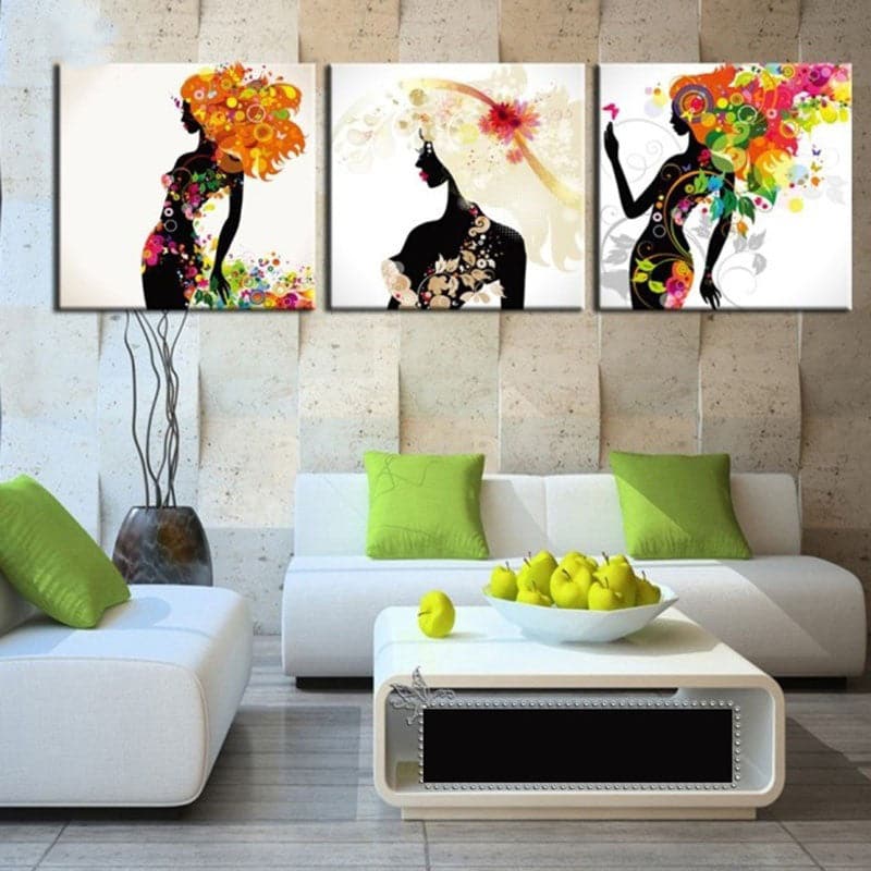 Framed 3 Panels - Lady