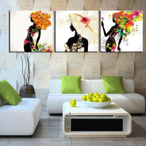 Framed 3 Panels - Lady