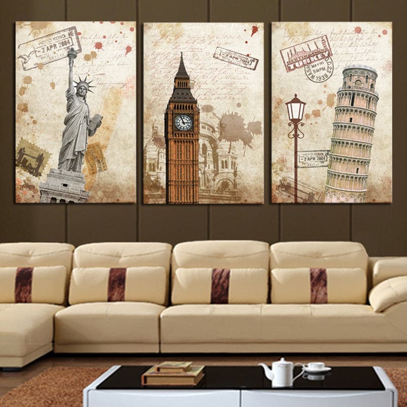 Pine Stretched  Framed 3 Panels - Landmark