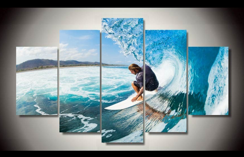 Pine Stretched  Framed 5 Panels - Diving