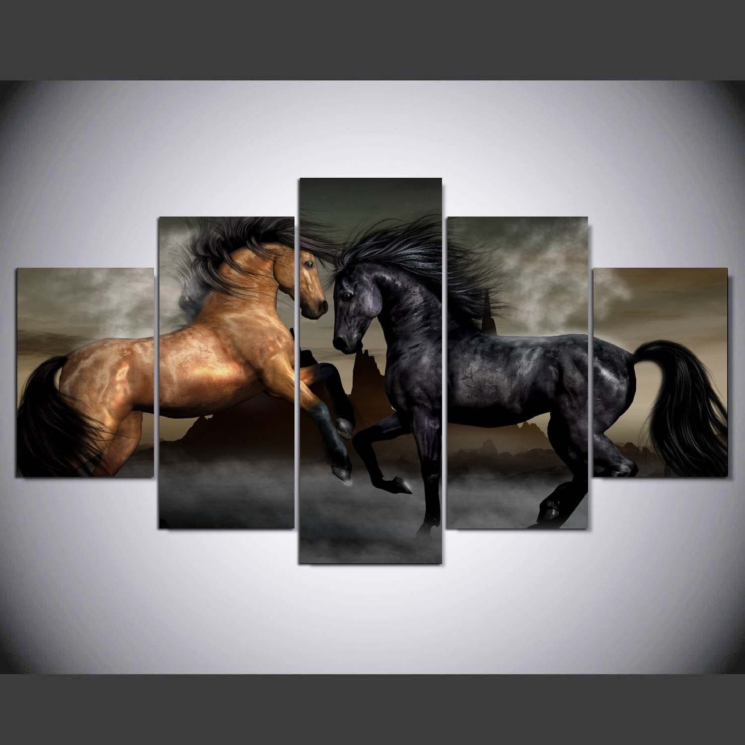 Framed 5 Panels - Horse