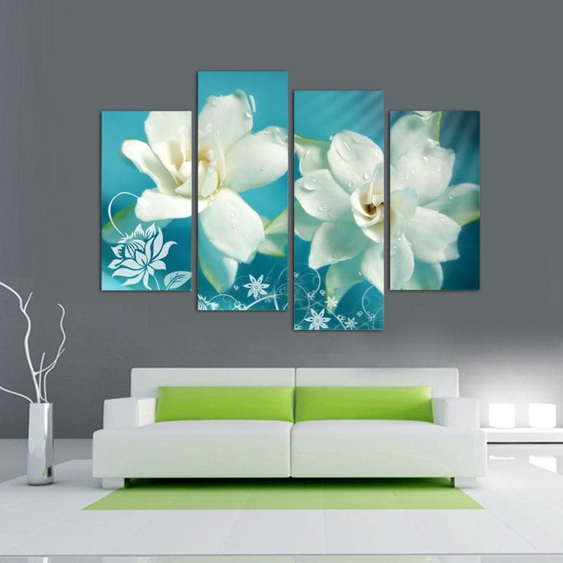 Pine Stretched  Framed 4 Panels - Flower