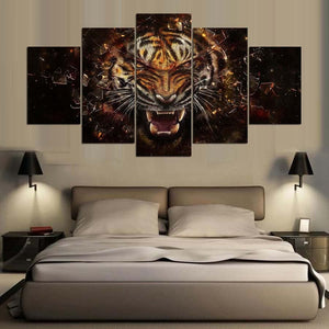 Framed 5 Panels - Tiger