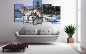 Framed 5 Panels - Wolfs