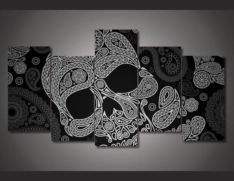 Framed 5 Panels - Skull