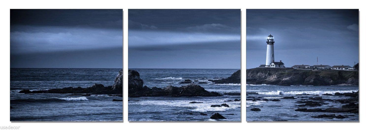 Framed 3 Panels - Lighthouse