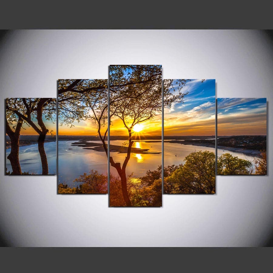 Pine Stretched  Framed 5 Panels - Landscape