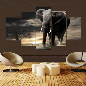 Framed 5 Panels - Elephant