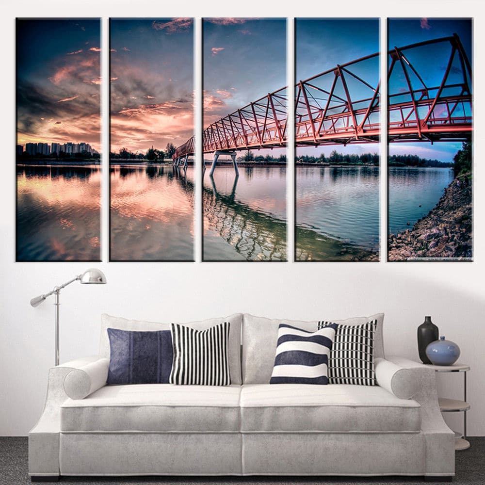 Pine Stretched  Framed 5 Panels - Bridge