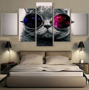 Framed 5 Panels - Cat