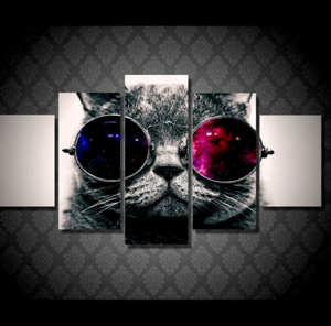 Framed 5 Panels - Cat
