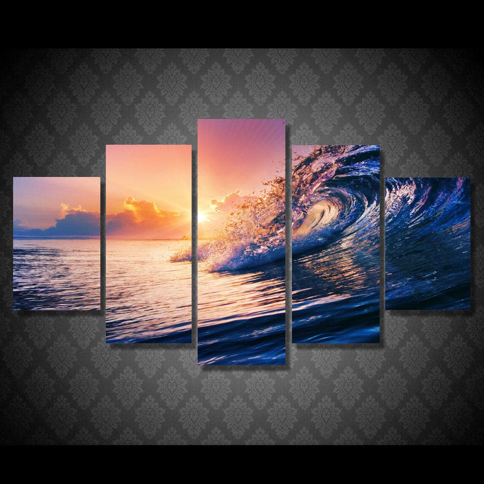 Framed 5 Panels - Wave