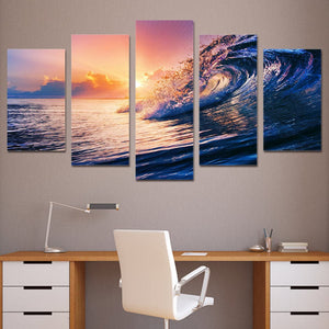Framed 5 Panels - Wave