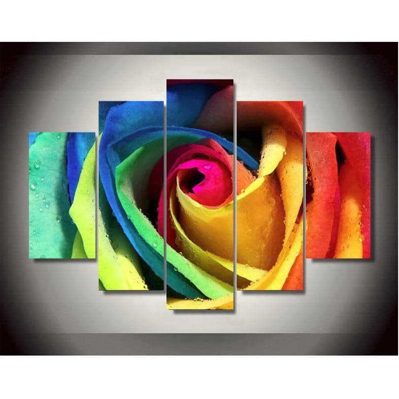 Pine Stretched  Framed 5 Panels - Rose