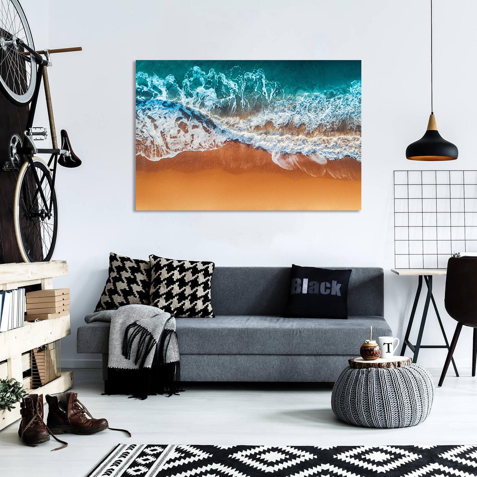 Pine Stretched  Framed 1 Panel - Wave