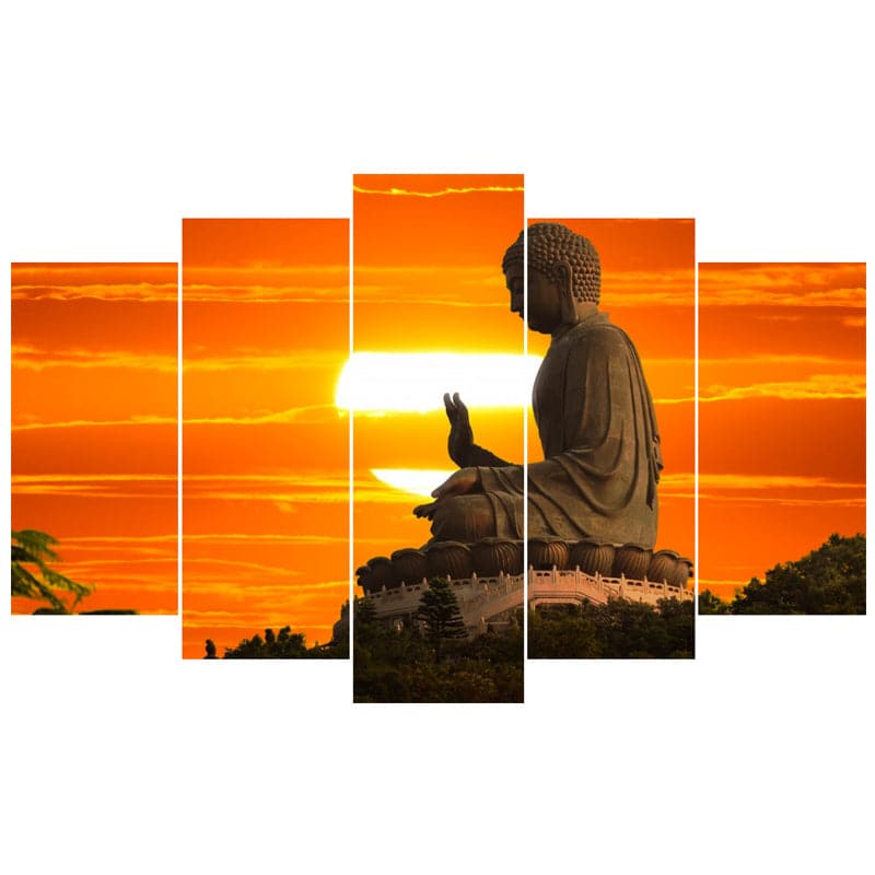 Framed 5 Panels - Buddha