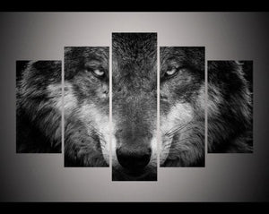 Pine Stretched  Framed 5 Panels - Wolf