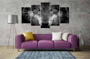 Pine Stretched  Framed 5 Panels - Wolf