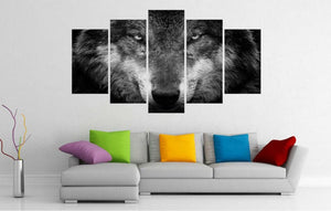 Pine Stretched  Framed 5 Panels - Wolf