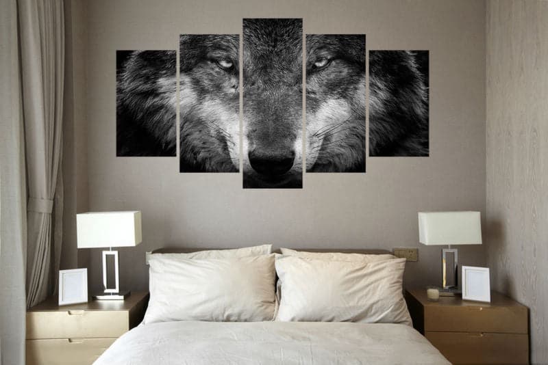 Pine Stretched  Framed 5 Panels - Wolf