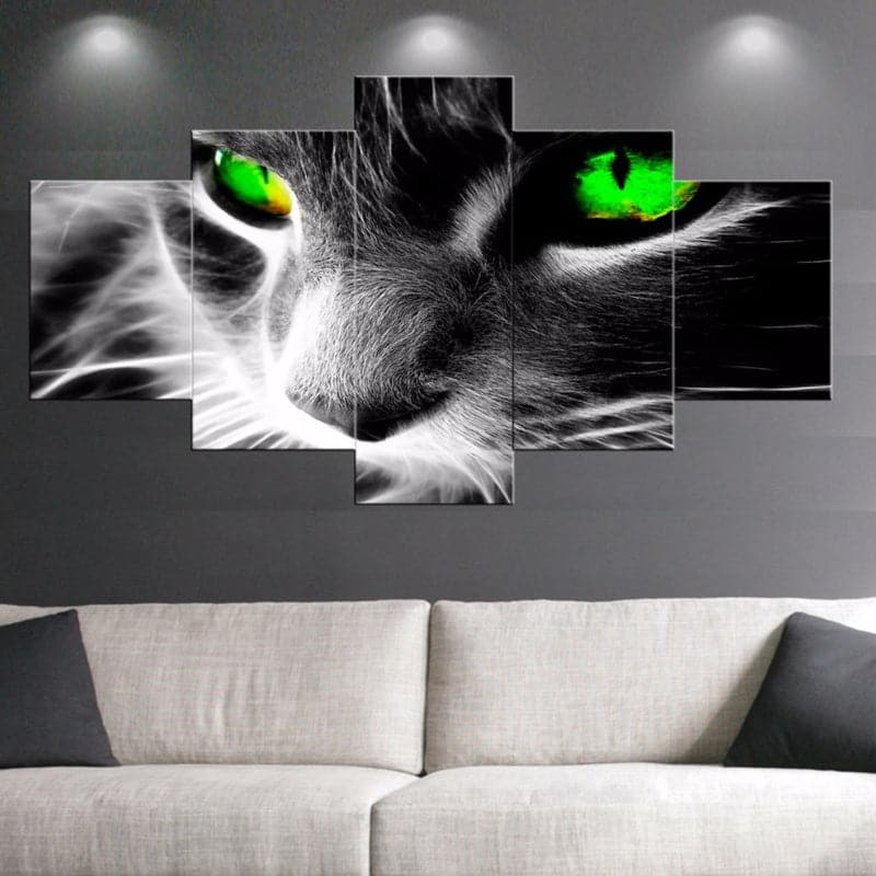 Framed 5 Panels - Cat