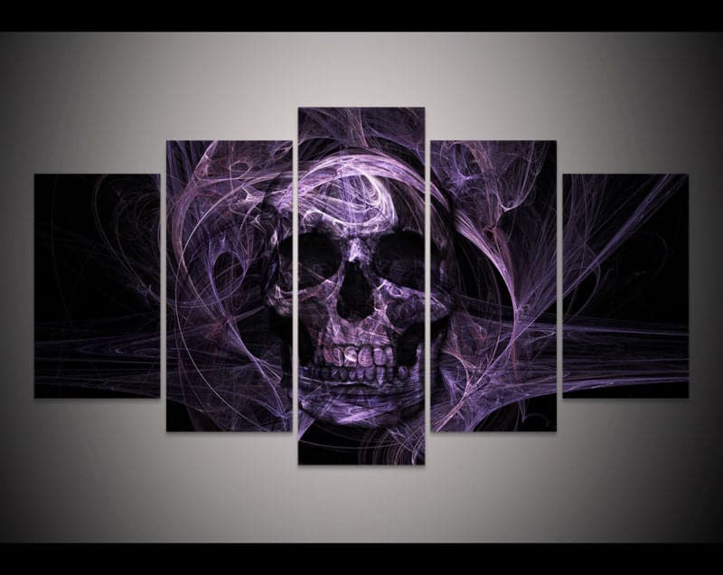 Pine Stretched  Framed 5 Panels - Skull