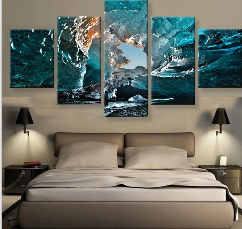 Pine Stretched  Framed 5 Panels - Glacier