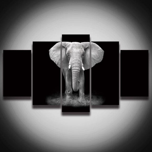 Framed 5 Panels - Elephant