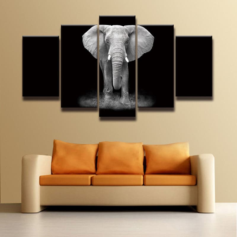 Framed 5 Panels - Elephant
