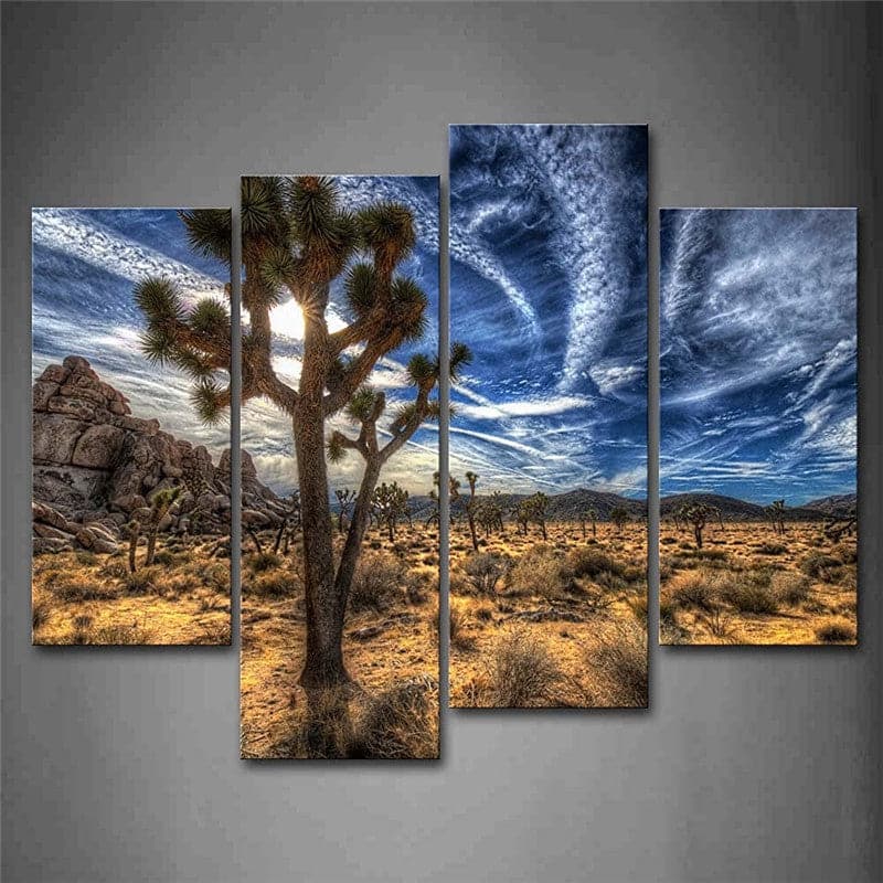 Pine Stretched  Framed 4 Panels - Landscape