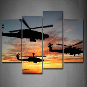 Framed 4 Panels - Helicopters